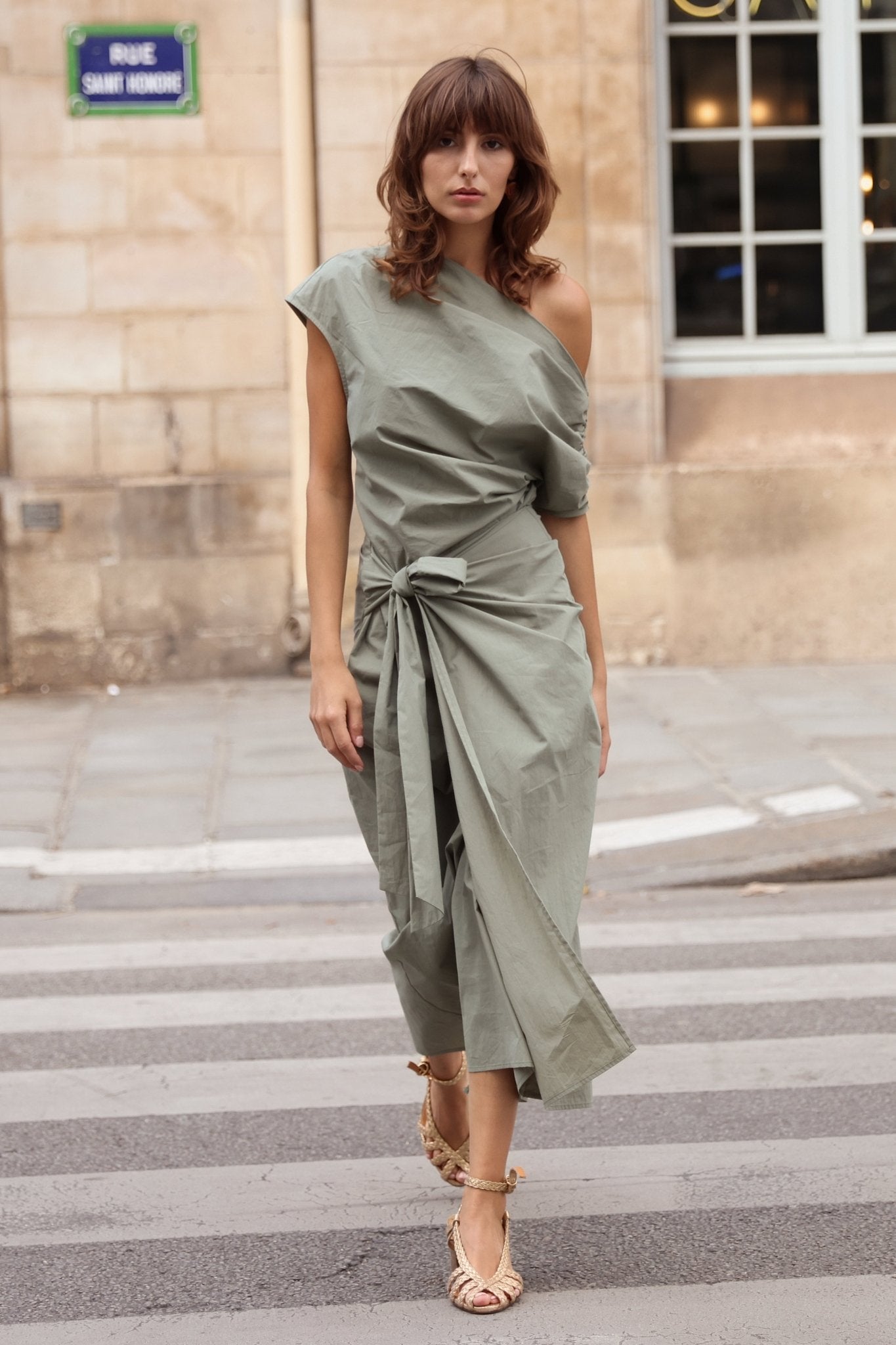 Florence Wrap Dress - Olive - Zandra Stone