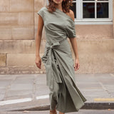 Florence Wrap Dress - Olive - Zandra Stone