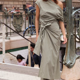 Florence Wrap Dress - Olive - Zandra Stone