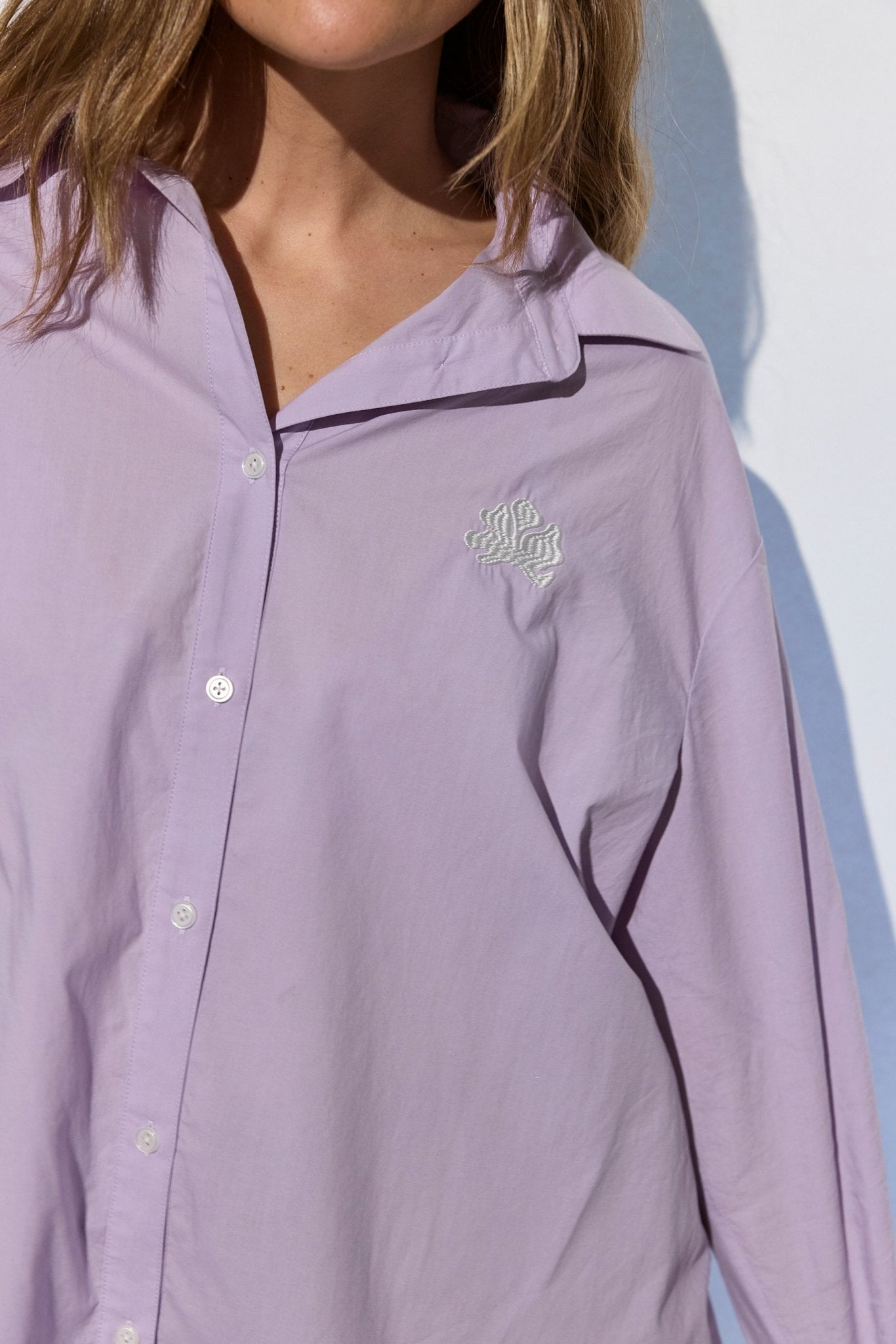 Milla Long Sleeve Button Down Shirt - Purple - Zandra Stone