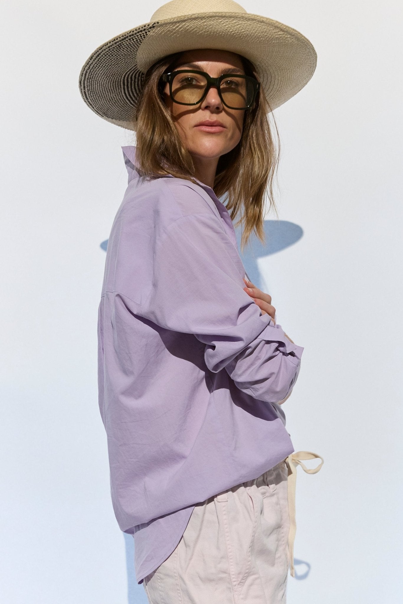Milla Long Sleeve Button Down Shirt - Purple - Zandra Stone
