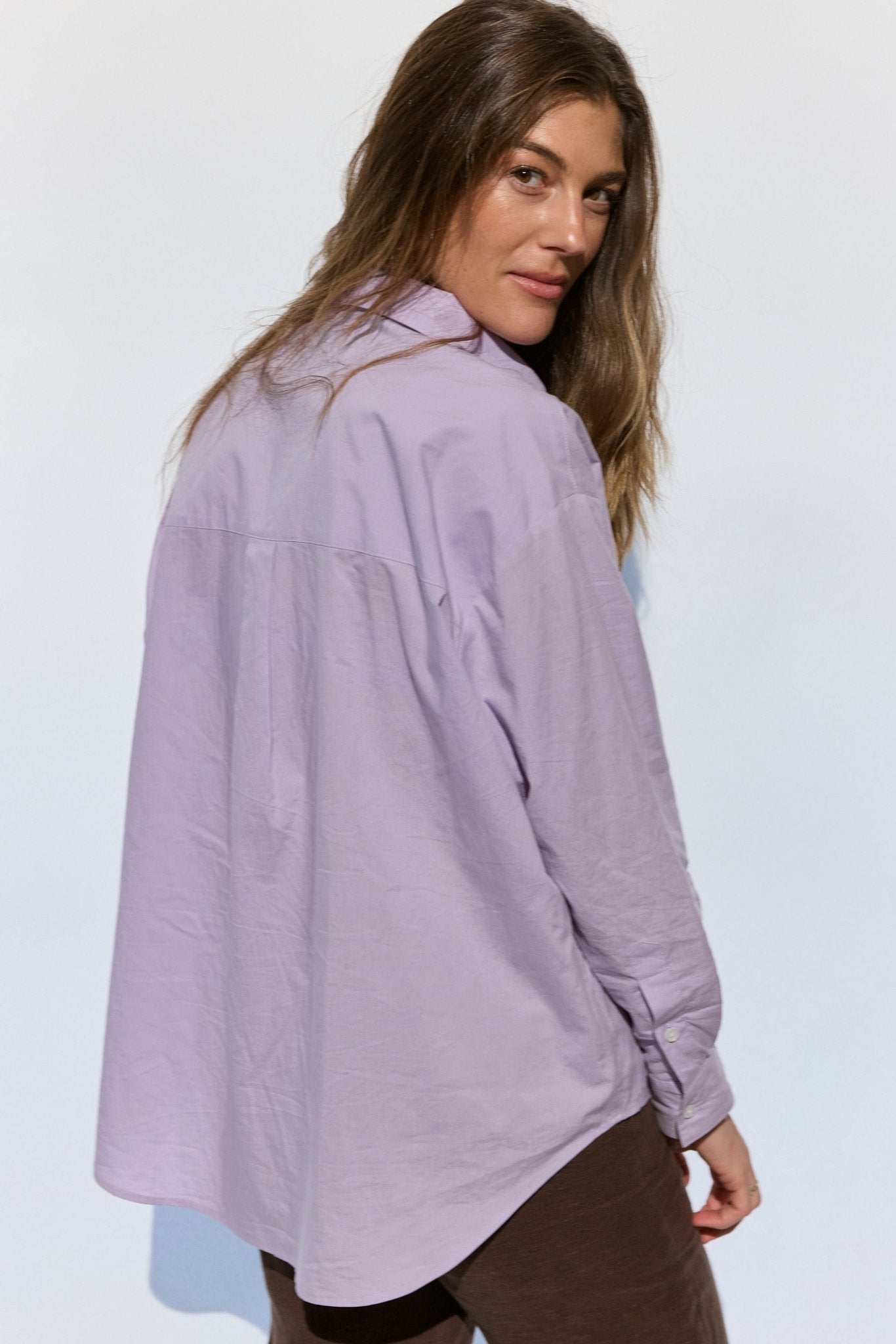 Milla Long Sleeve Button Down Shirt - Purple - Zandra Stone