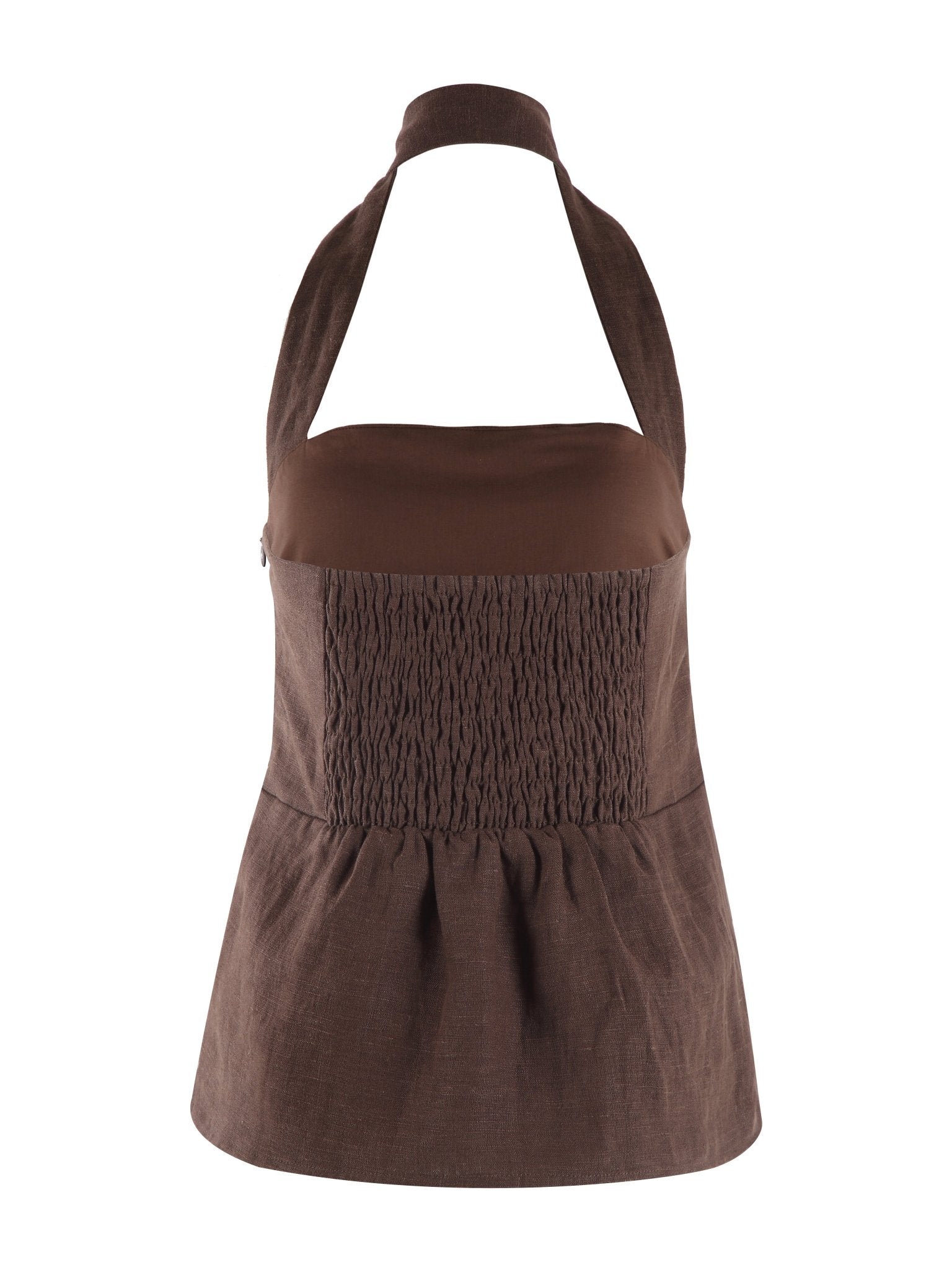Ryder Chocolate Linen Halter Top - Zandra Stone