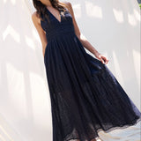 Puna Halter Dress Eyelet - Navy