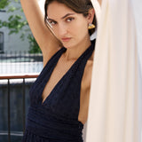Puna Halter Dress Eyelet - Navy