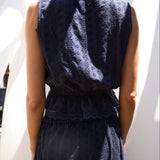 Clo Peplum Top Eyelet - Navy
