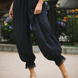 Ethen Balloon Pant Eyelet - Navy