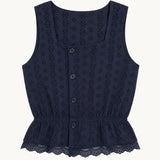 Clo Peplum Top Eyelet - Navy