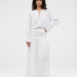 Deanie Shirred Drop Waist Skirt - White