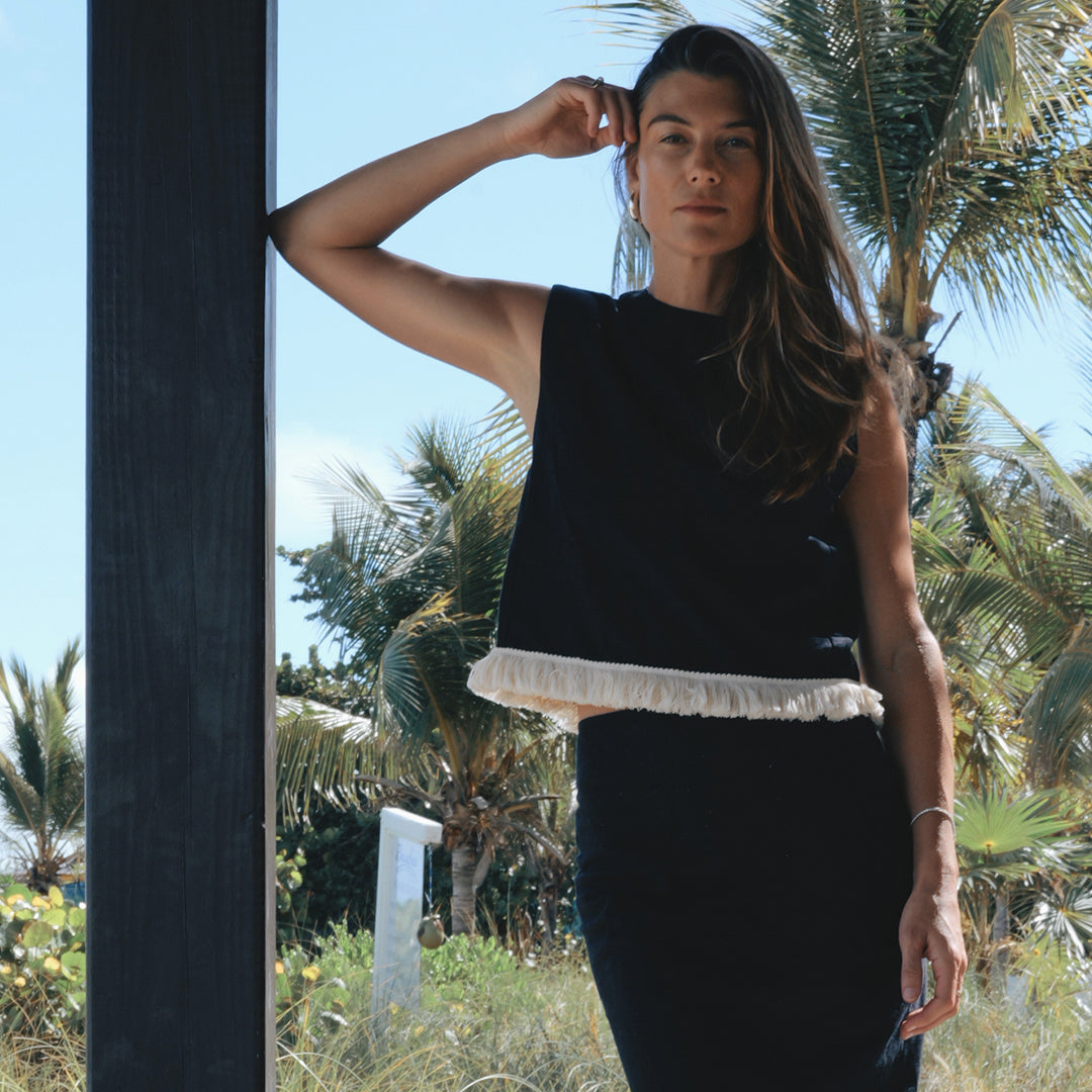 Lou Top - Fringe | Cropped Linen Fringe Top by Zandra Stone