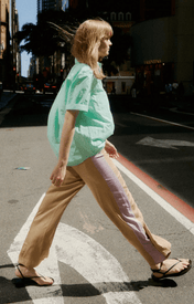 Women walking in Mocha Pant with side stripe