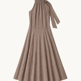 Victoria Scarf Dress - Brown Plaid