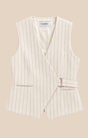 Tullerina Wrap Stripe Vest - White Stripe - Flatlay - Zandra Stone