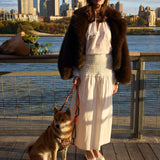 Deanie Shirred Drop Waist Skirt - White