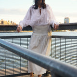 Deanie Shirred Drop Waist Skirt - White