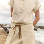 Abel Denim Mini Skirt - Cream - Zandra Stone