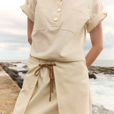 Abel Denim Mini Skirt - Cream - Zandra Stone