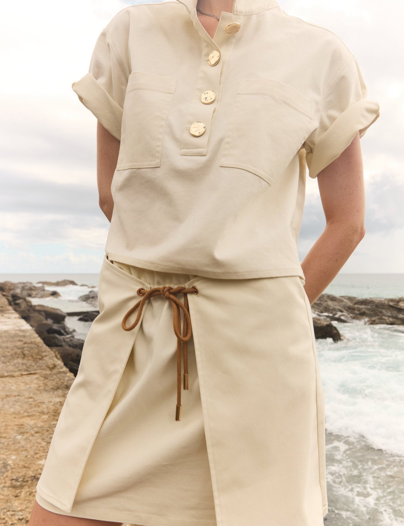 Abel Denim Mini Skirt - Cream - Zandra Stone