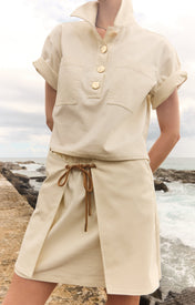 Abel Denim Mini Skirt - Cream - Zandra Stone
