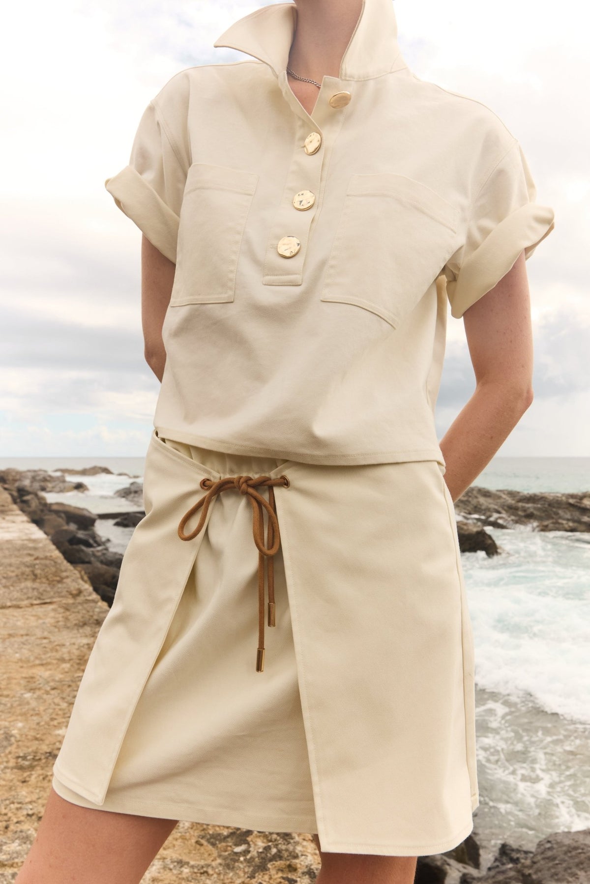 Abel Denim Mini Skirt - Cream - Zandra Stone