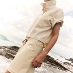 Abel Denim Mini Skirt - Cream - Zandra Stone