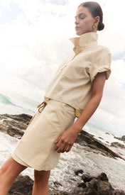 Abel Denim Mini Skirt - Cream - Zandra Stone