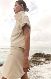 Abel Denim Mini Skirt - Cream - Zandra Stone