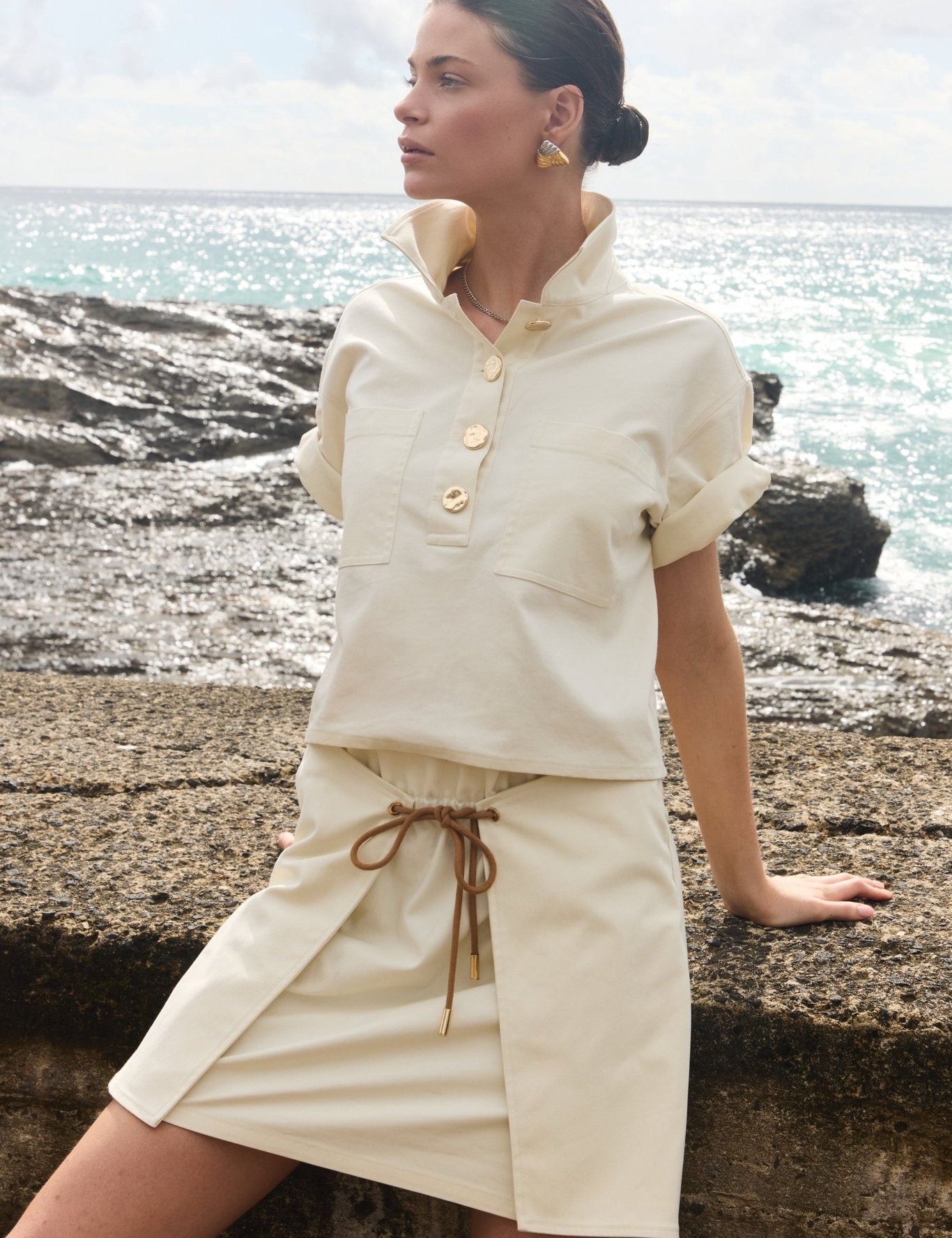 Abel Denim Mini Skirt - Cream - Zandra Stone