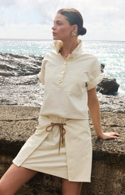 Abel Denim Mini Skirt - Cream - Zandra Stone