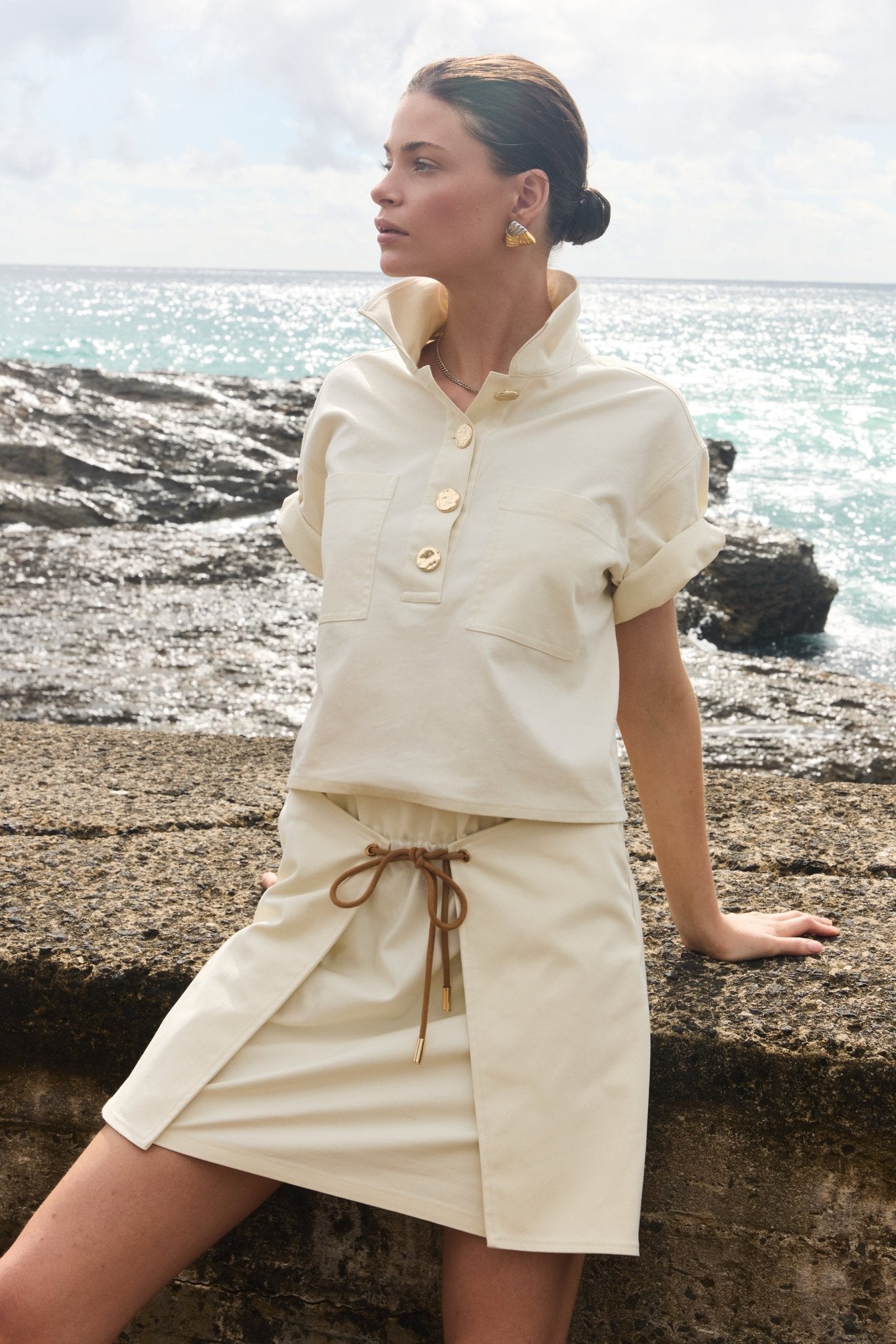 Abel Denim Mini Skirt - Cream - Zandra Stone