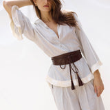 Baxter Leather Wrap Belt - Zandra Stone
