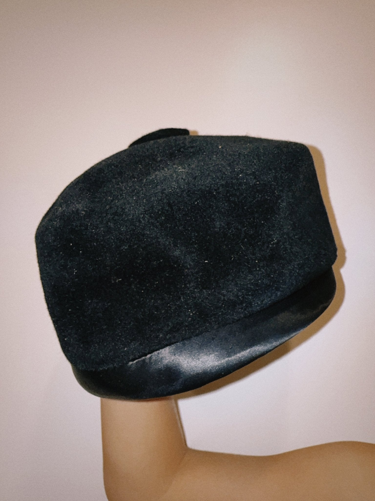 Black Velvet Pill Box Hat - Zandra Stone