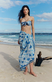 Blue Floral Pareo - Zandra Stone