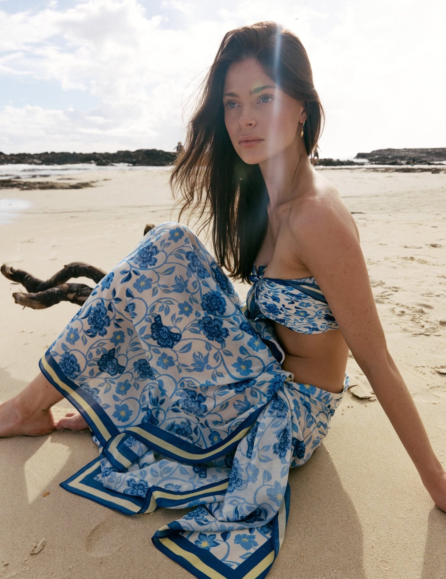 Blue Floral Pareo - Zandra Stone