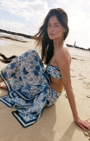 Blue Floral Pareo - Zandra Stone