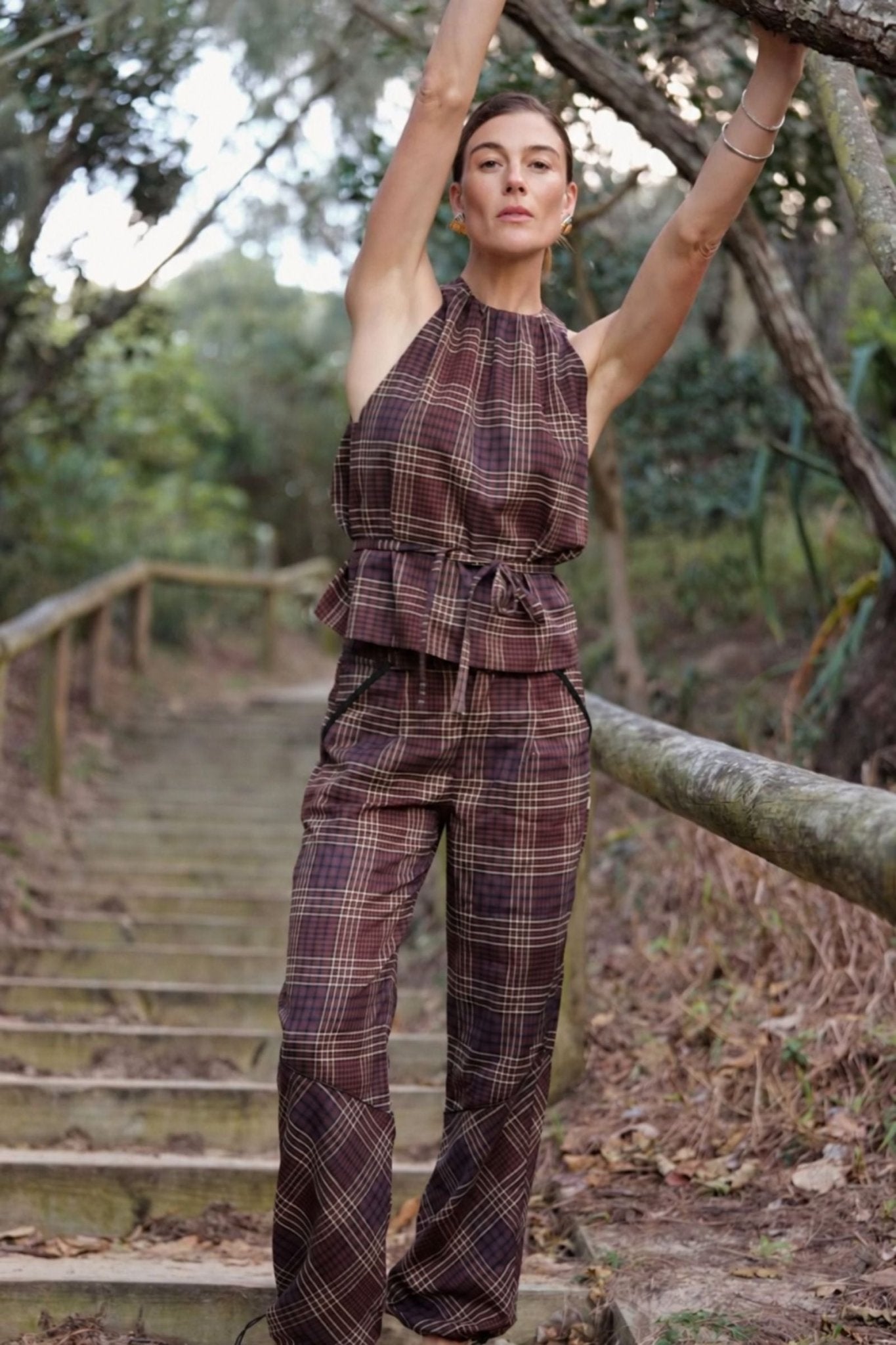 Carmen Cargo Pant Plaid - Zandra Stone