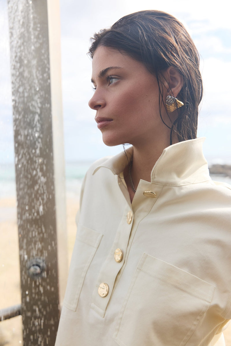 Char Overshirt Denim - Cream - Zandra Stone