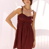 Cher Beaded Maroon Mini Dress - Zandra Stone
