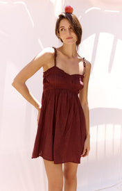 Cher Beaded Maroon Mini Dress - Zandra Stone