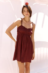 Cher Beaded Maroon Mini Dress