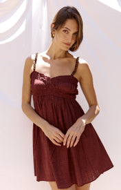 Cher Beaded Maroon Mini Dress - Zandra Stone