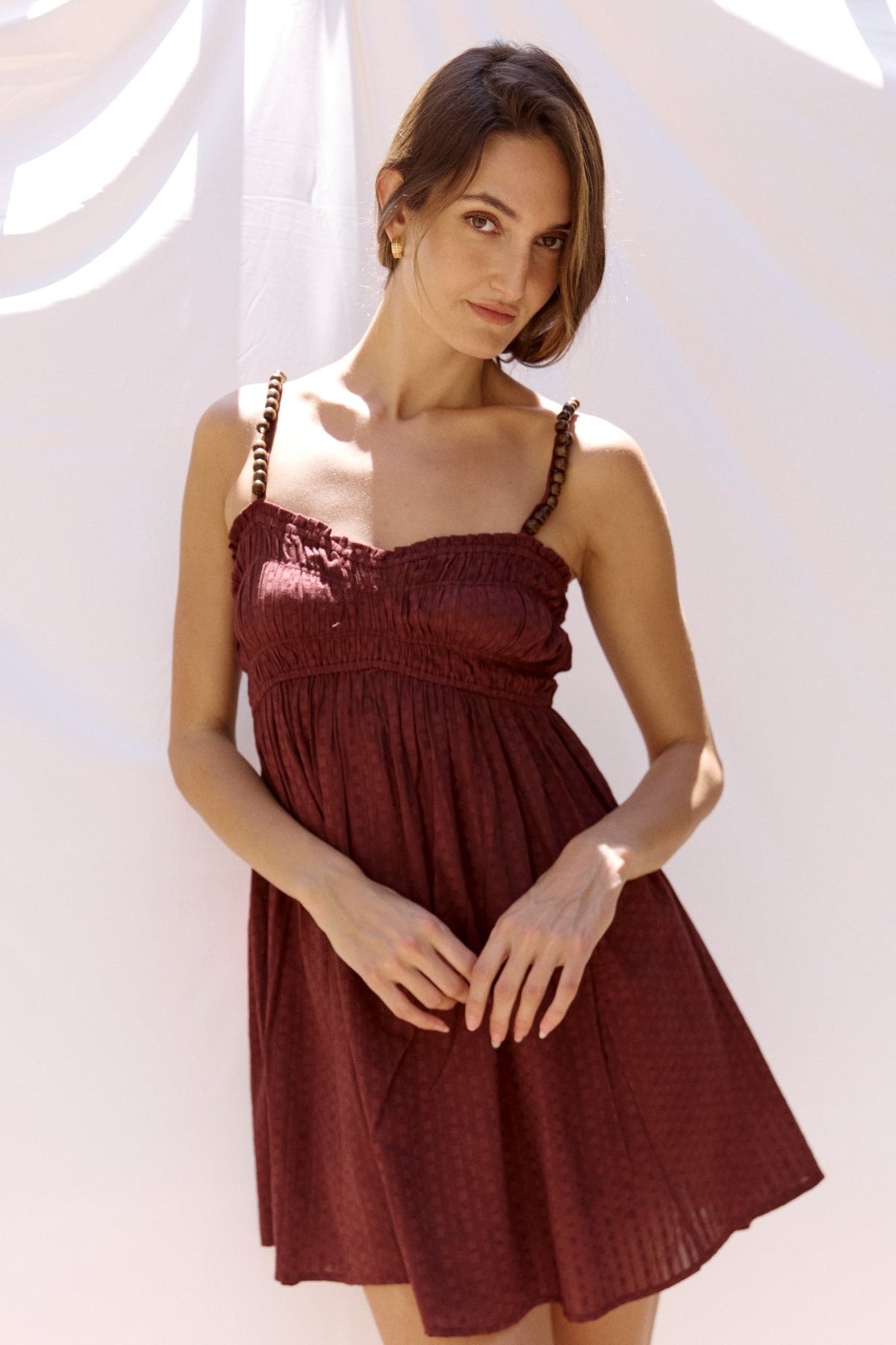 Cher Beaded Maroon Mini Dress - Zandra Stone