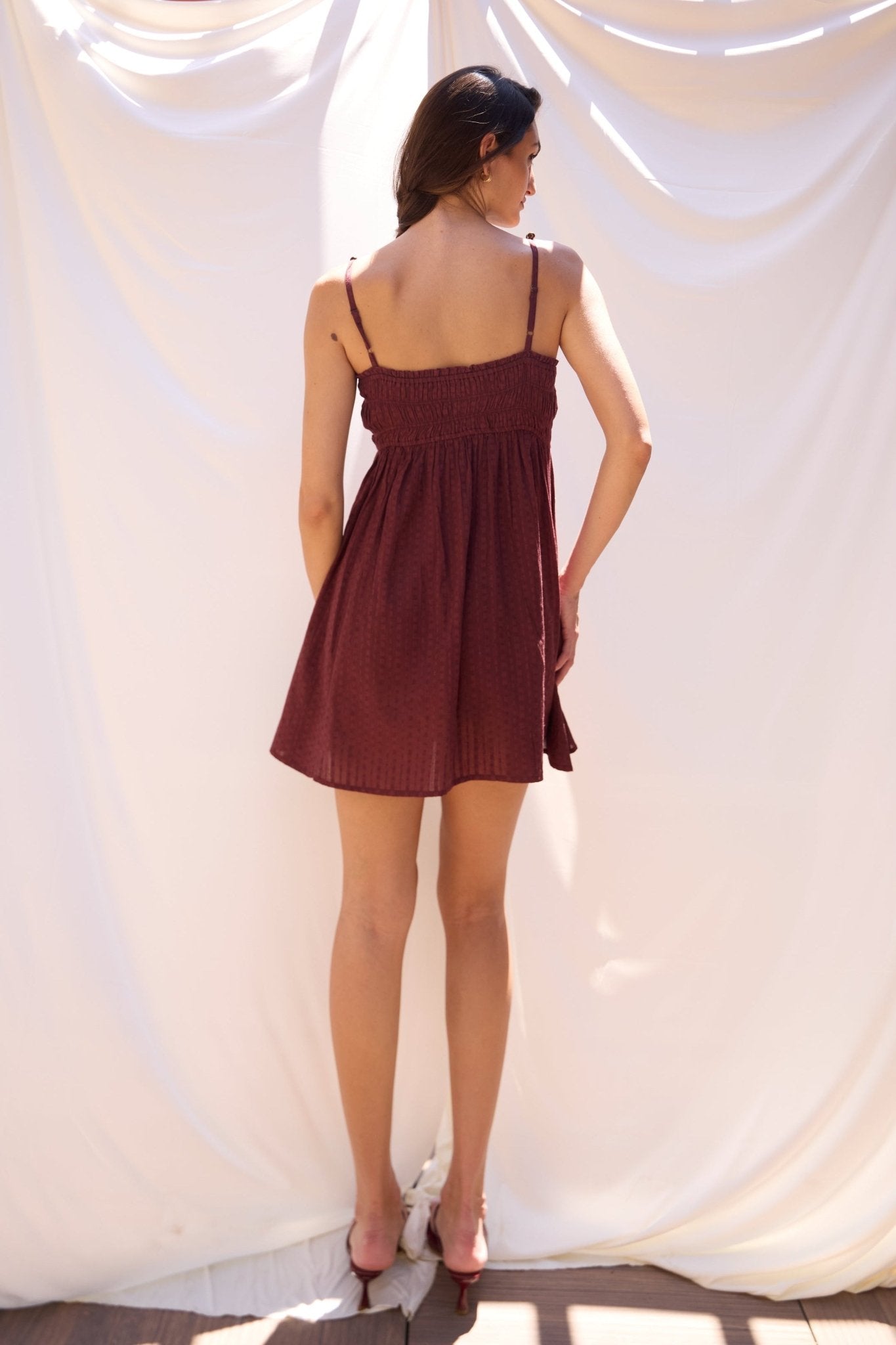 Cher Beaded Maroon Mini Dress - Zandra Stone
