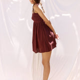 Cher Beaded Maroon Mini Dress - Zandra Stone