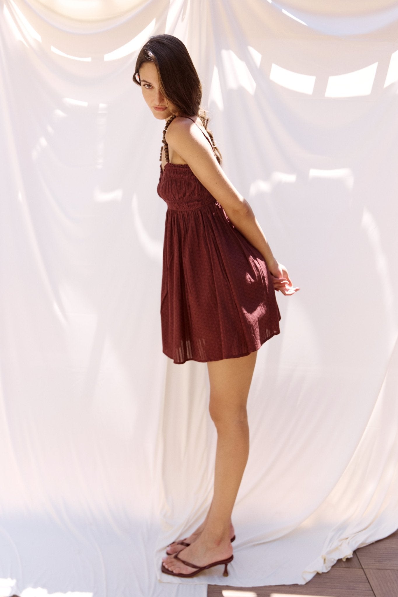 Cher Beaded Maroon Mini Dress - Zandra Stone
