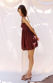 Cher Beaded Maroon Mini Dress - Zandra Stone