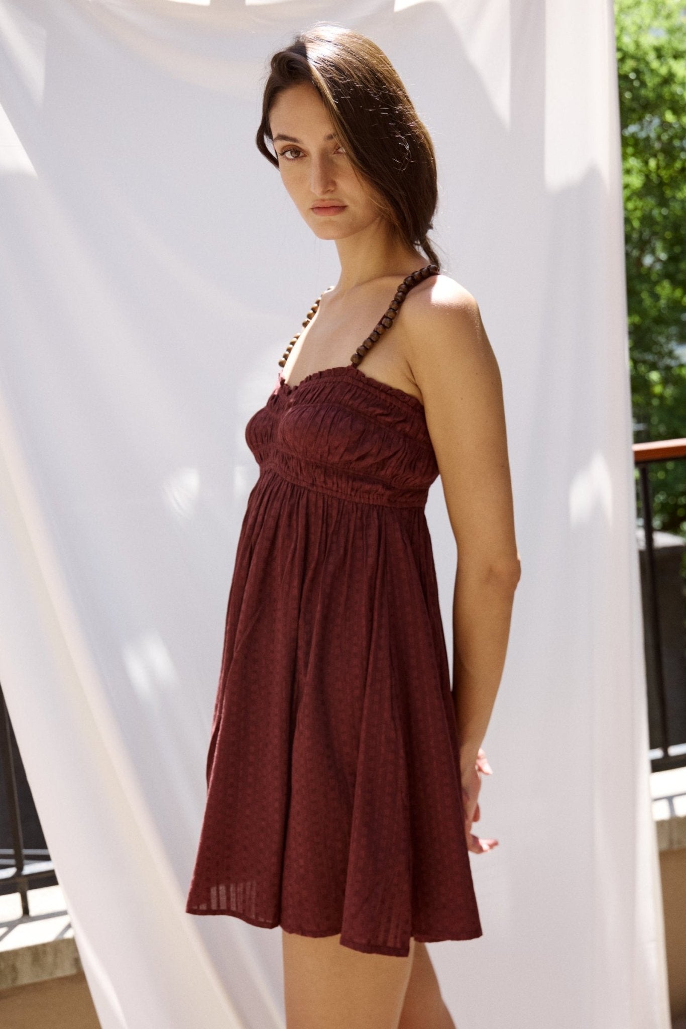 Cher Beaded Maroon Mini Dress - Zandra Stone