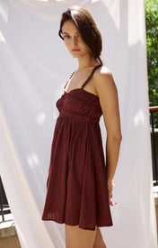 Cher Beaded Maroon Mini Dress - Zandra Stone