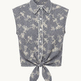Cisco Sleeveless Wrap Shirt – Black/White Gingham - Zandra Stone
