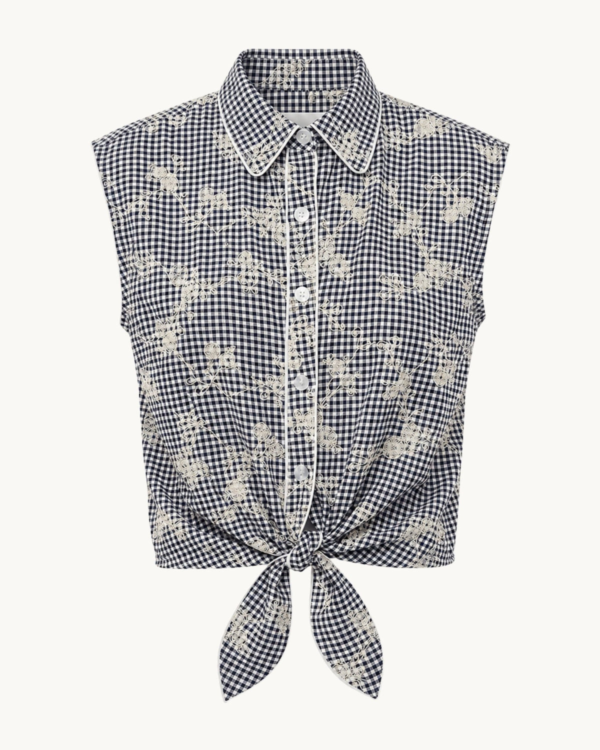 Cisco Sleeveless Wrap Shirt – Black/White Gingham - Zandra Stone